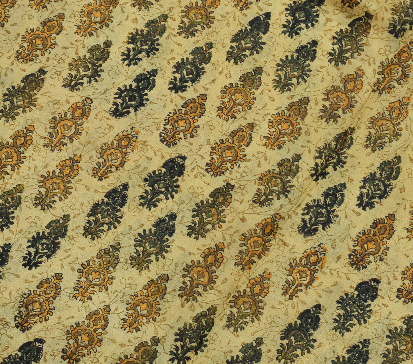 Sushila Vintage Cream Saree 100% Pure Silk Printed Floral Soft Craft Fabric