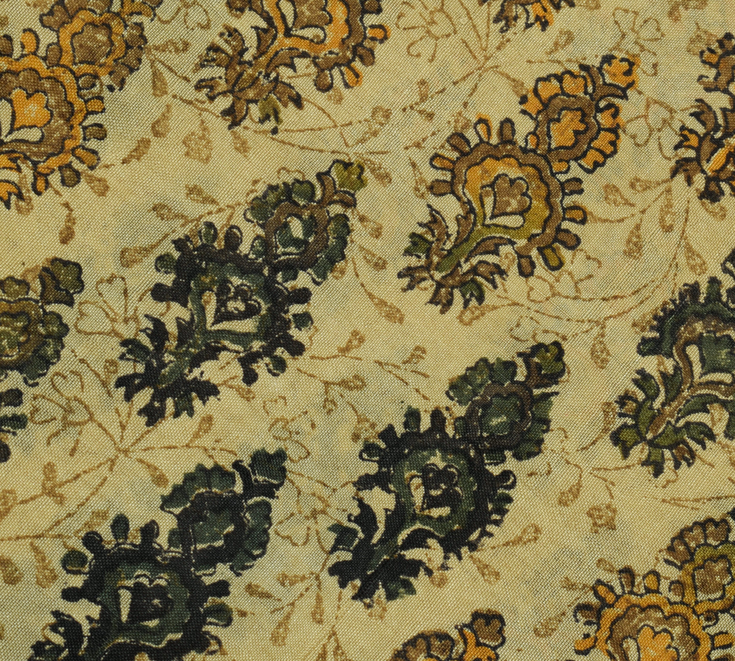 Sushila Vintage Cream Saree 100% Pure Silk Printed Floral Soft Craft Fabric