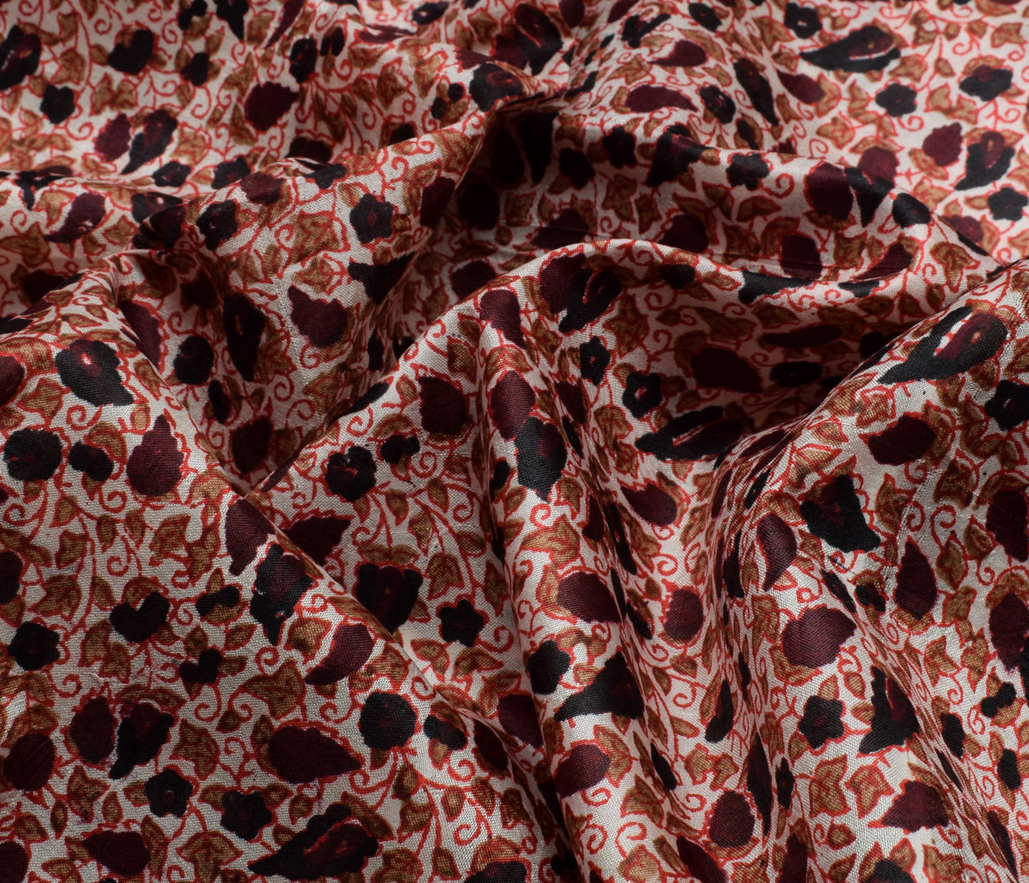 Sushila Vintage Off White Saree 100% Pure Silk Printed Floral Soft Craft Fabric