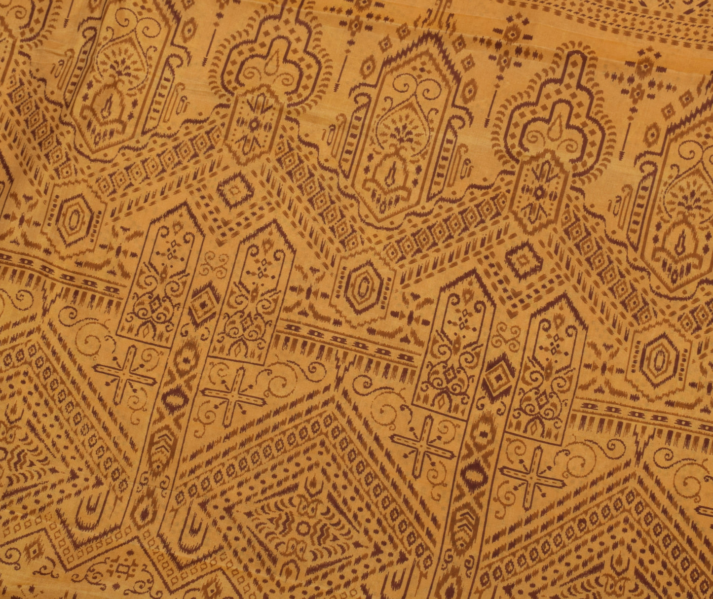 Sushila Vintage Light Brown Saree 100% Pure Silk Printed Soft Craft Sari Fabric
