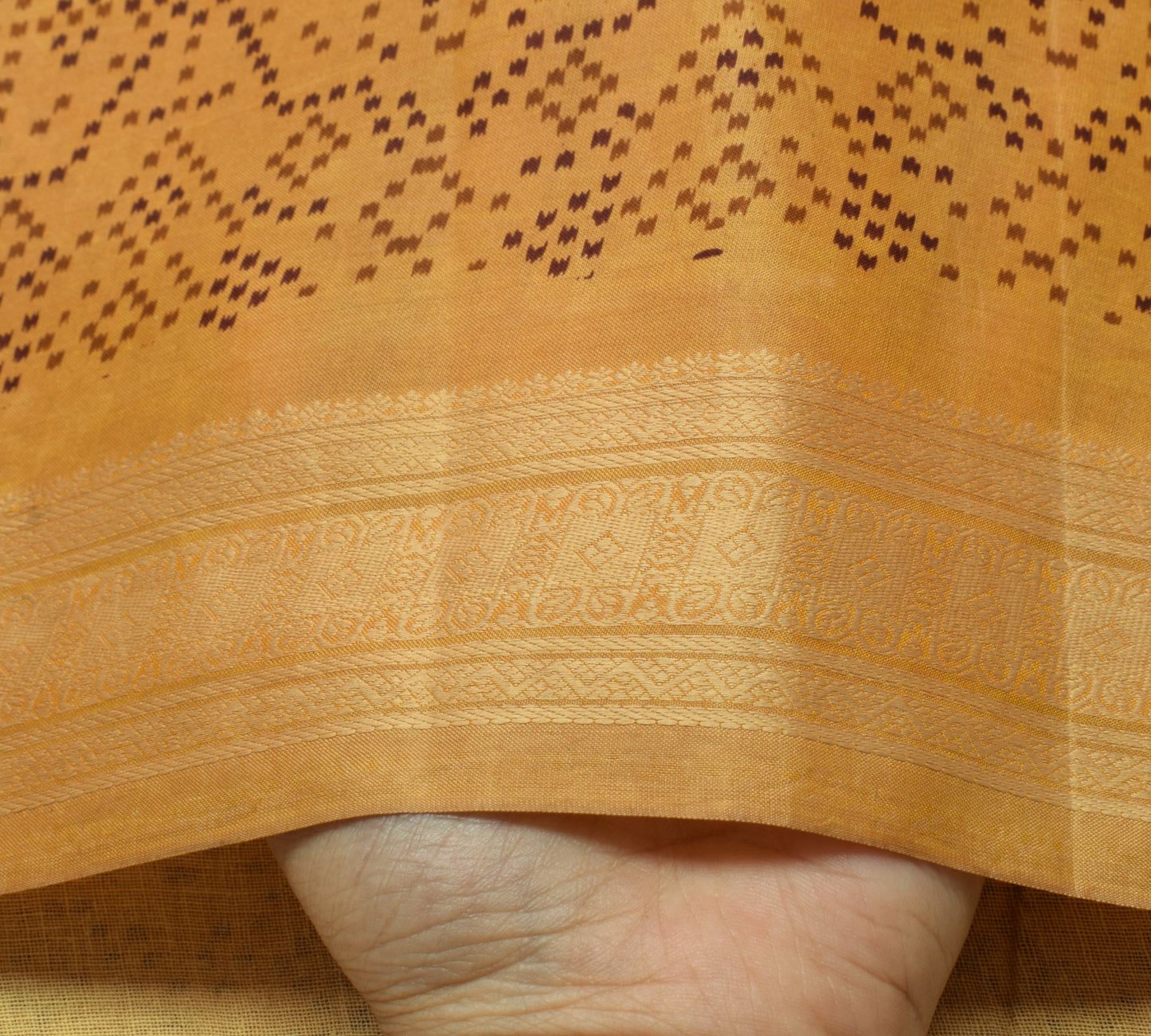 Sushila Vintage Light Brown Saree 100% Pure Silk Printed Soft Craft Sari Fabric
