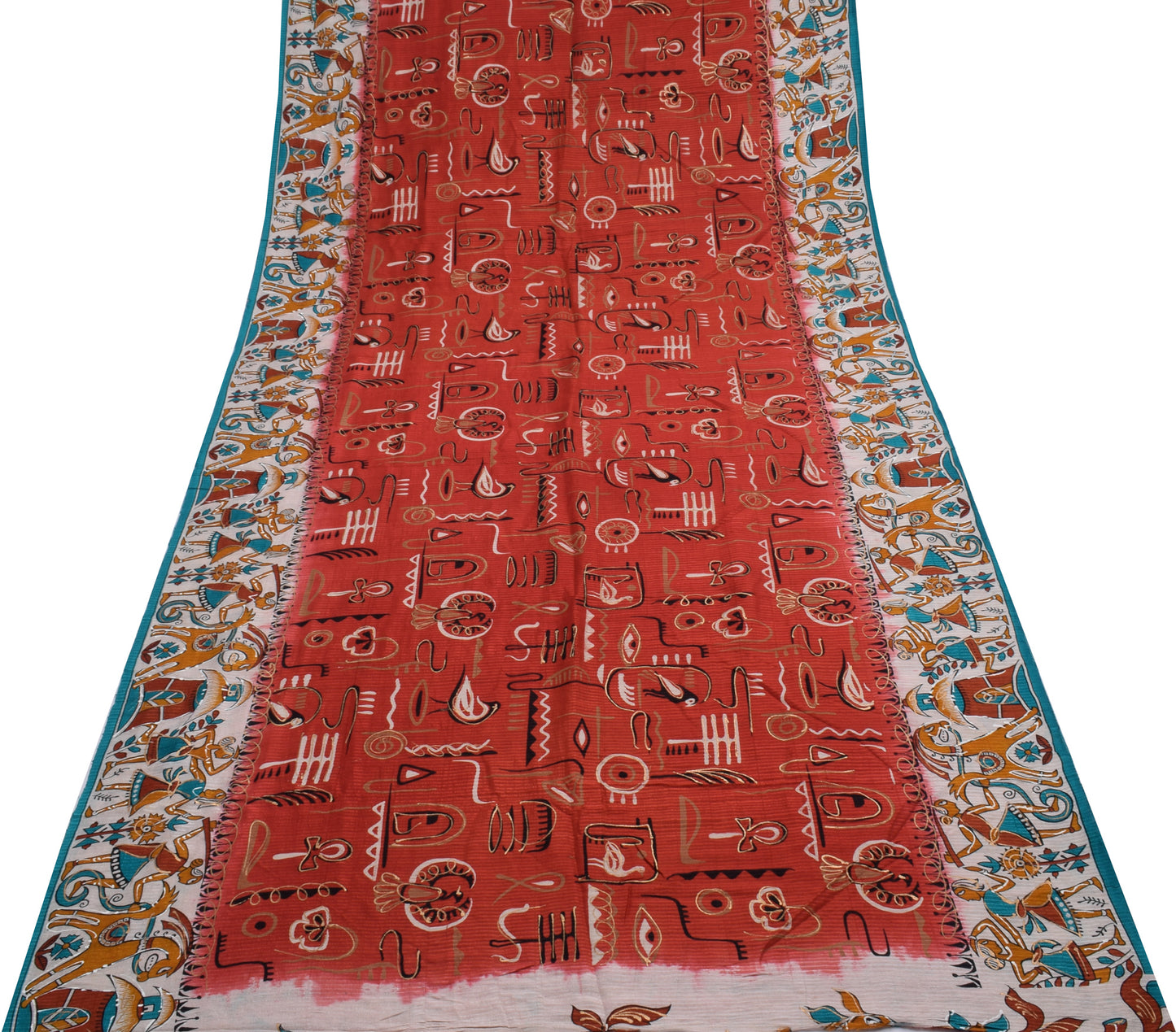 Sushila Vintage Maroon Saree 100% Pure Silk Printed Soft Craft 5 Yard Fabric