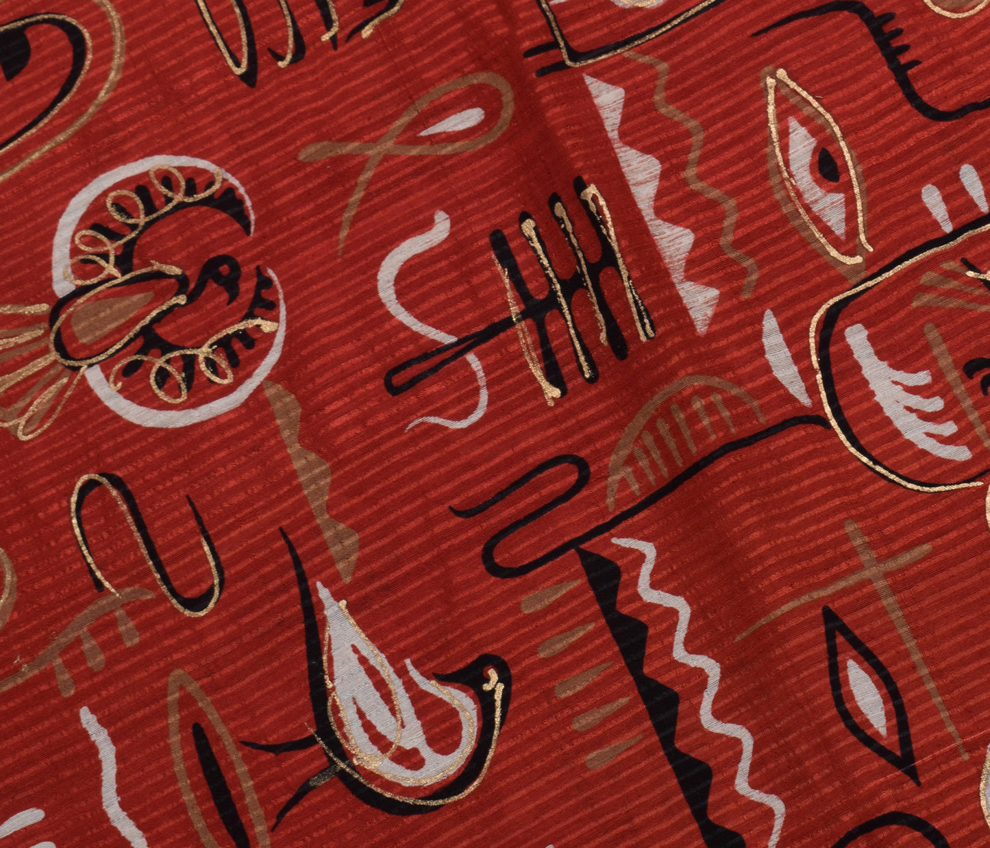 Sushila Vintage Maroon Saree 100% Pure Silk Printed Soft Craft 5 Yard Fabric