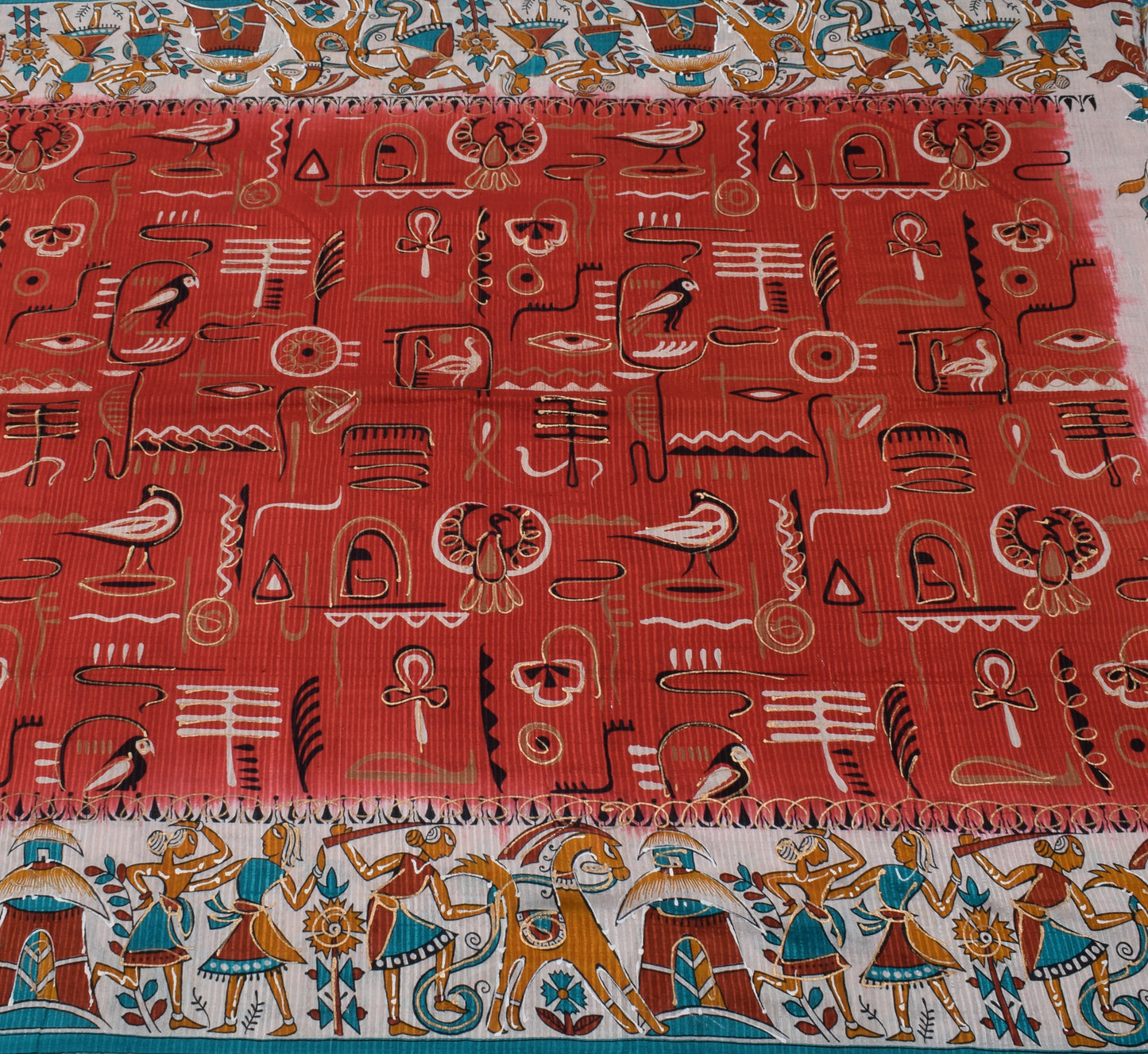Sushila Vintage Maroon Saree 100% Pure Silk Printed Soft Craft 5 Yard Fabric