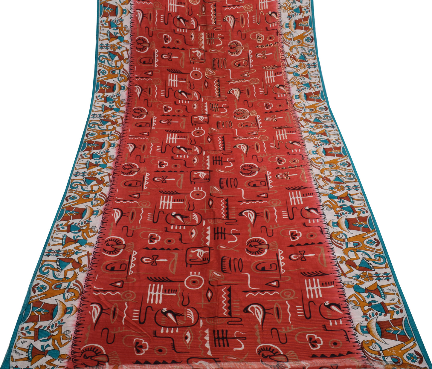 Sushila Vintage Maroon Saree 100% Pure Silk Printed Soft Craft 5 Yard Fabric