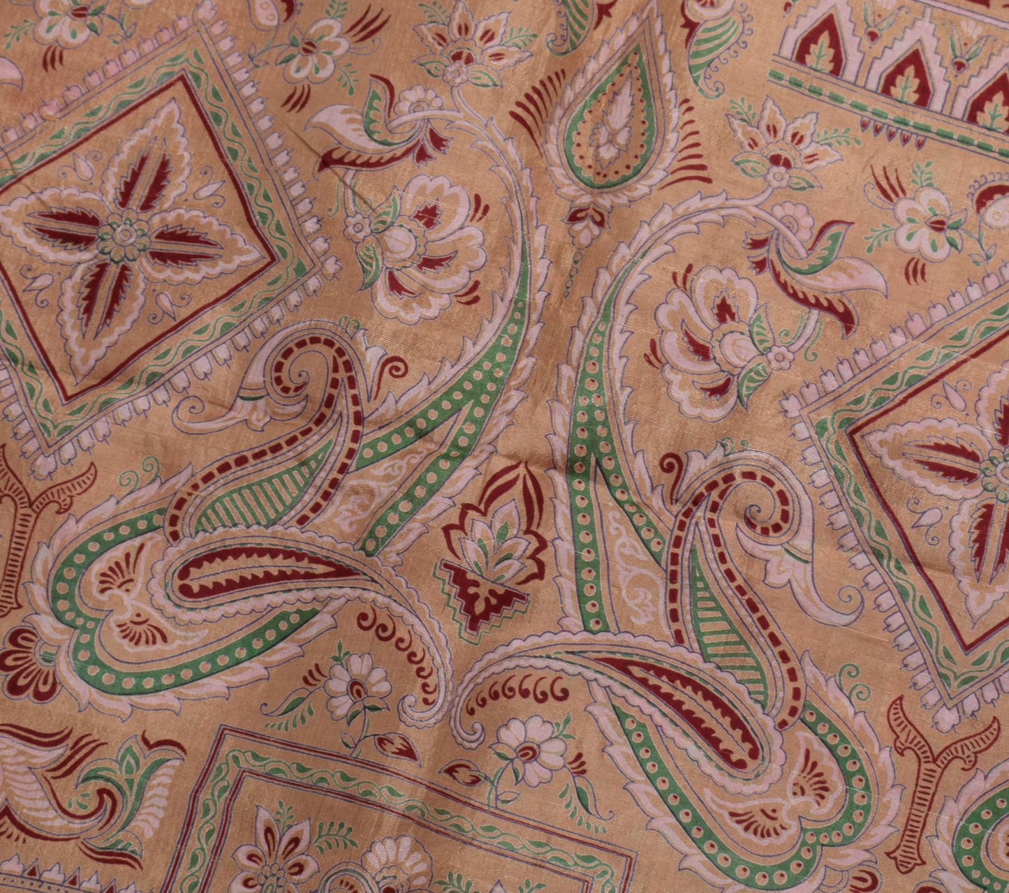 Sushila Vintage Red Saree 100% Pure Silk Printed Floral Soft Craft 5 Yard Fabric