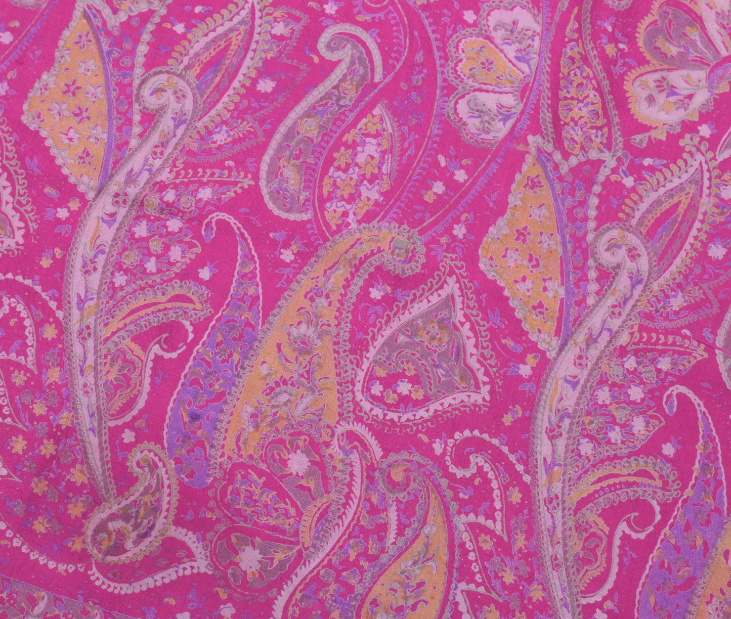 Sushila Vintage Purple Saree 100% Pure Silk Printed Floral Soft Craft Fabric