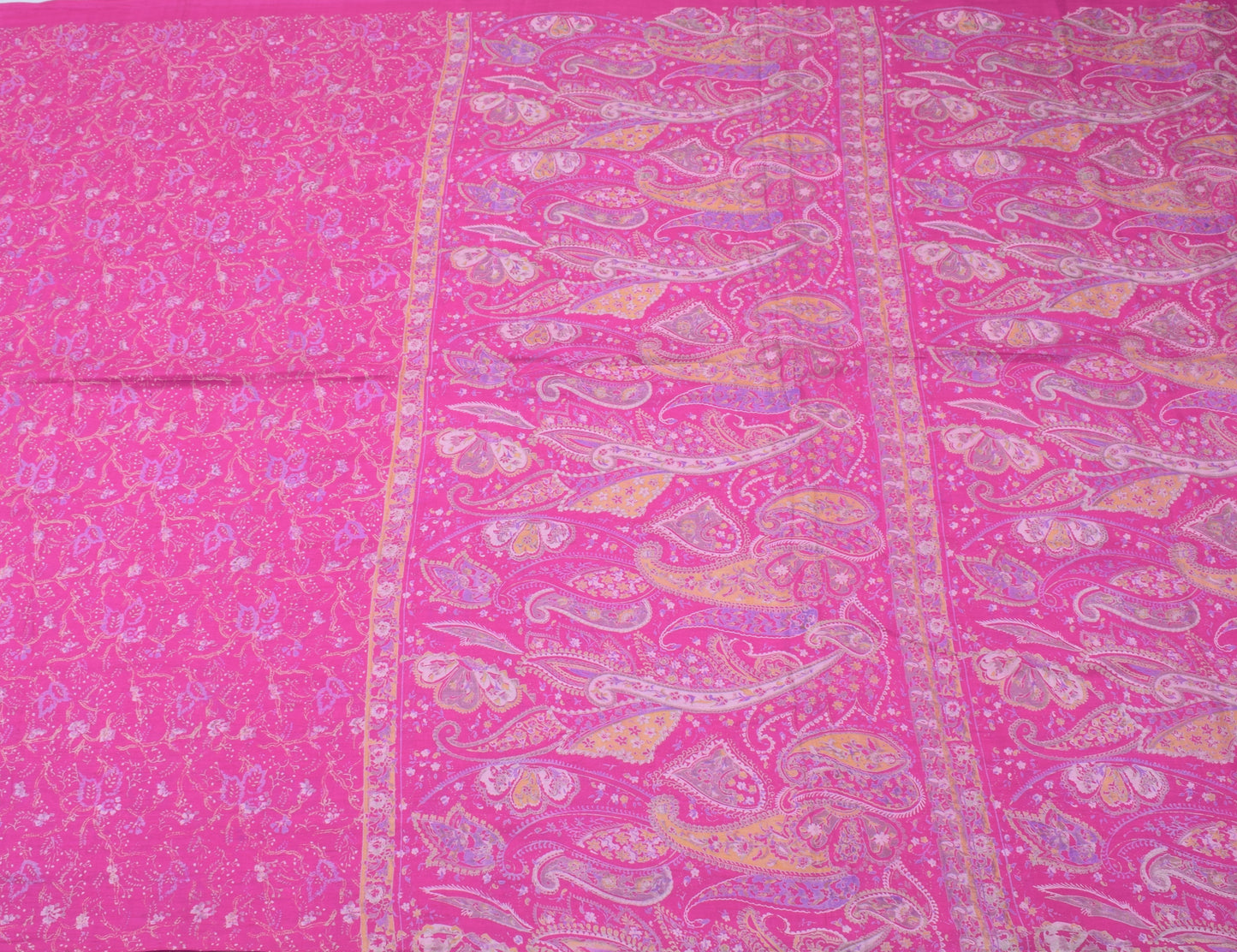 Sushila Vintage Purple Saree 100% Pure Silk Printed Floral Soft Craft Fabric