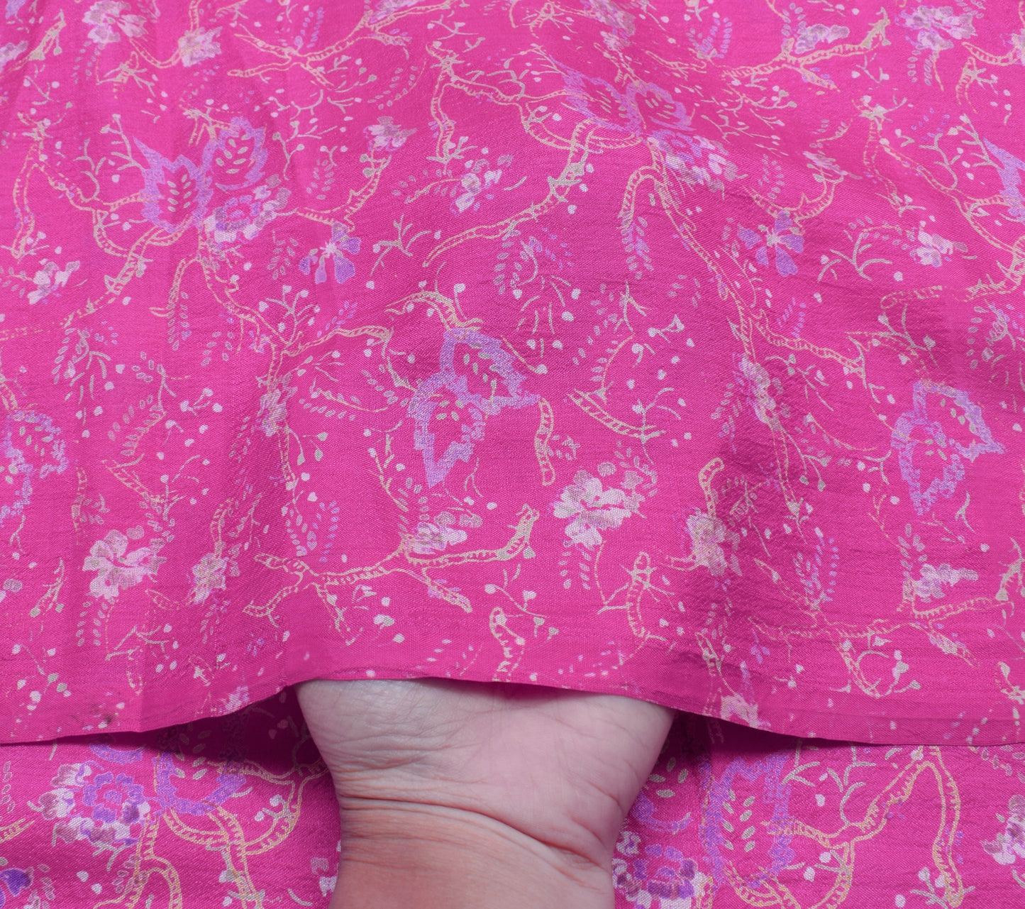 Sushila Vintage Purple Saree 100% Pure Silk Printed Floral Soft Craft Fabric