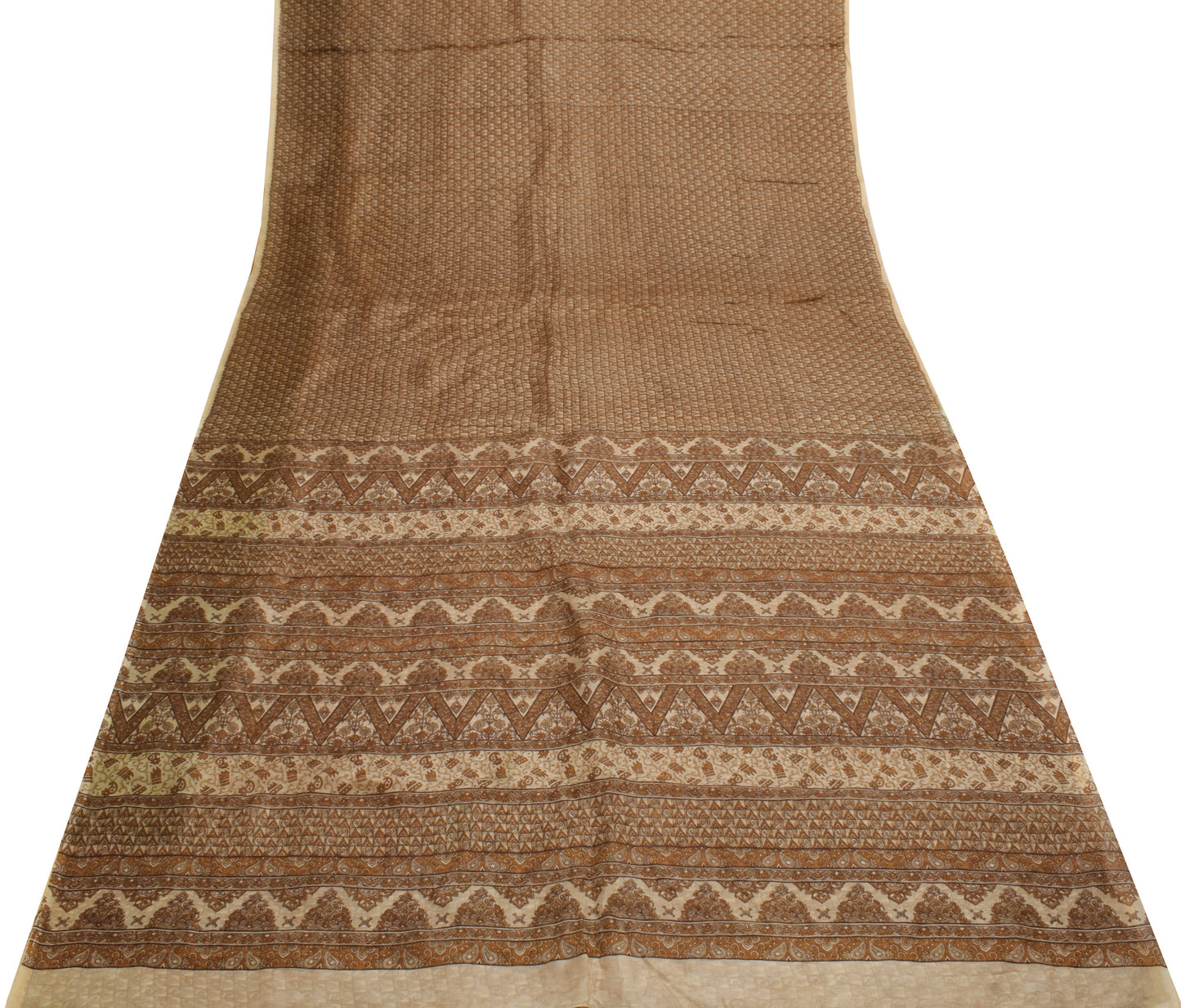 Sushila Vintage Indian Saree 100% Pure Silk Printed Floral Soft Craft Fabric