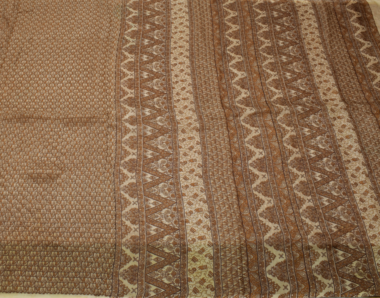 Sushila Vintage Indian Saree 100% Pure Silk Printed Floral Soft Craft Fabric