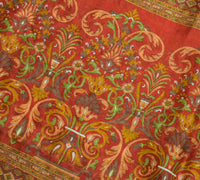 Sushila Vintage Cream Saree 100% Pure Silk Printed Floral Soft Craft Fabric