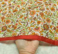 Sushila Vintage Cream Saree 100% Pure Silk Printed Floral Soft Craft Fabric