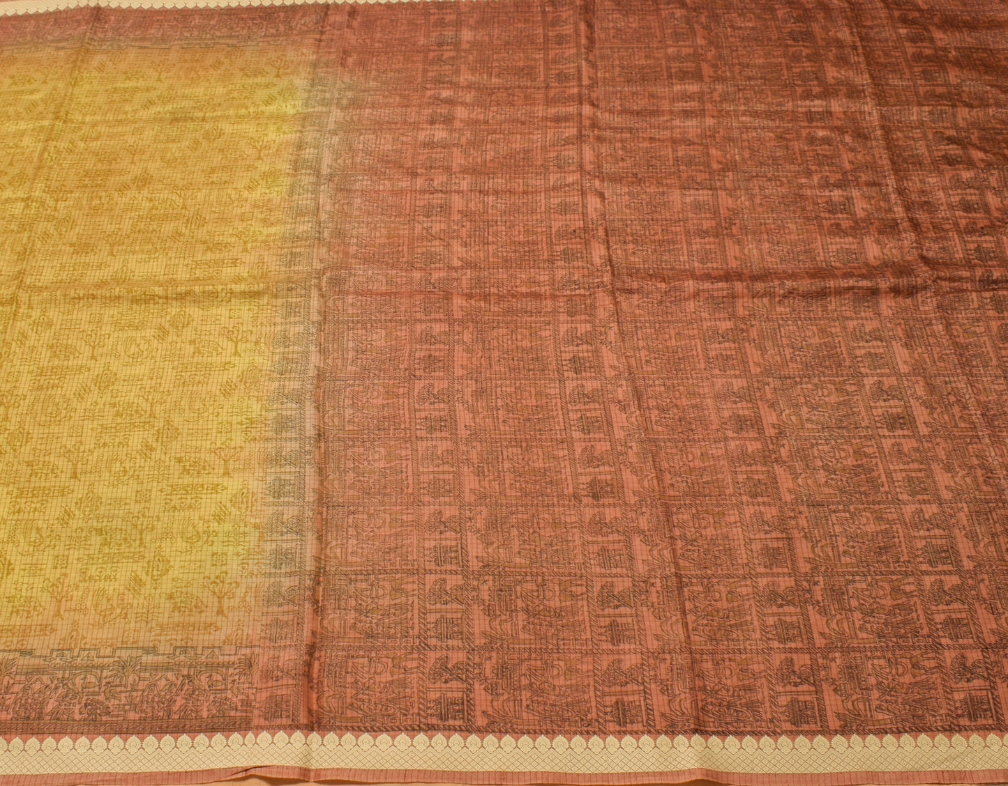 Sushila Vintage Green Saree 100% Pure Silk Printed Floral Soft Craft Fabric