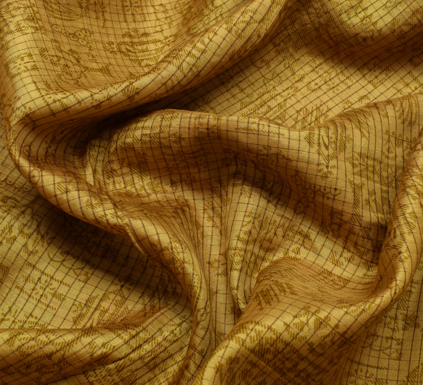 Sushila Vintage Green Saree 100% Pure Silk Printed Floral Soft Craft Fabric