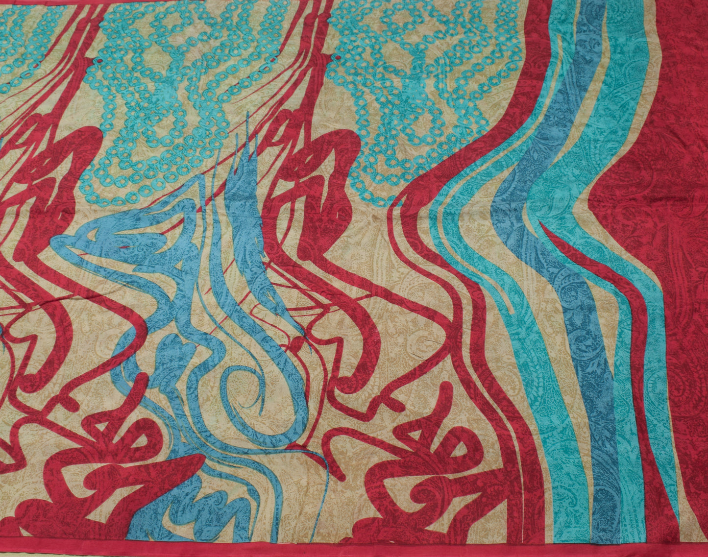 Sushila Vintage Multi-Color Saree  100% Pure Silk Printed Soft Craft Fabric
