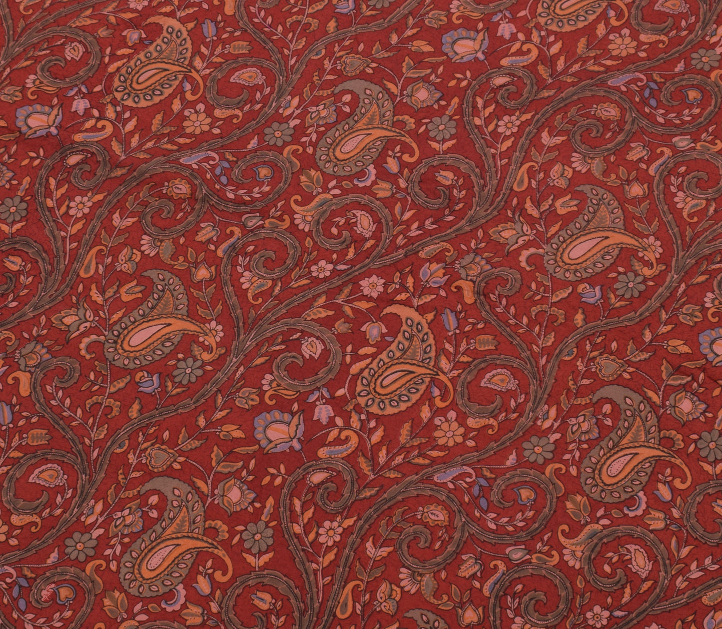 Sushila Vintage Maroon Saree 100% Pure Silk Printed Paisley Soft Craft Fabric
