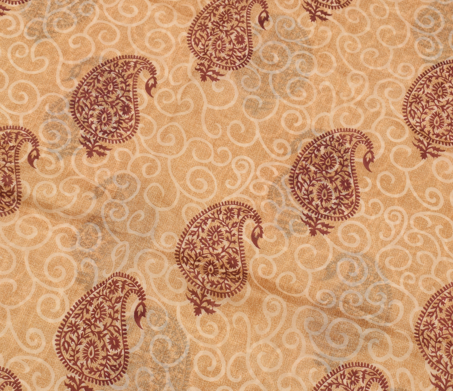 Sushila Vintage Indian Saree 100% Pure Silk Printed Paisley Soft Craft Fabric