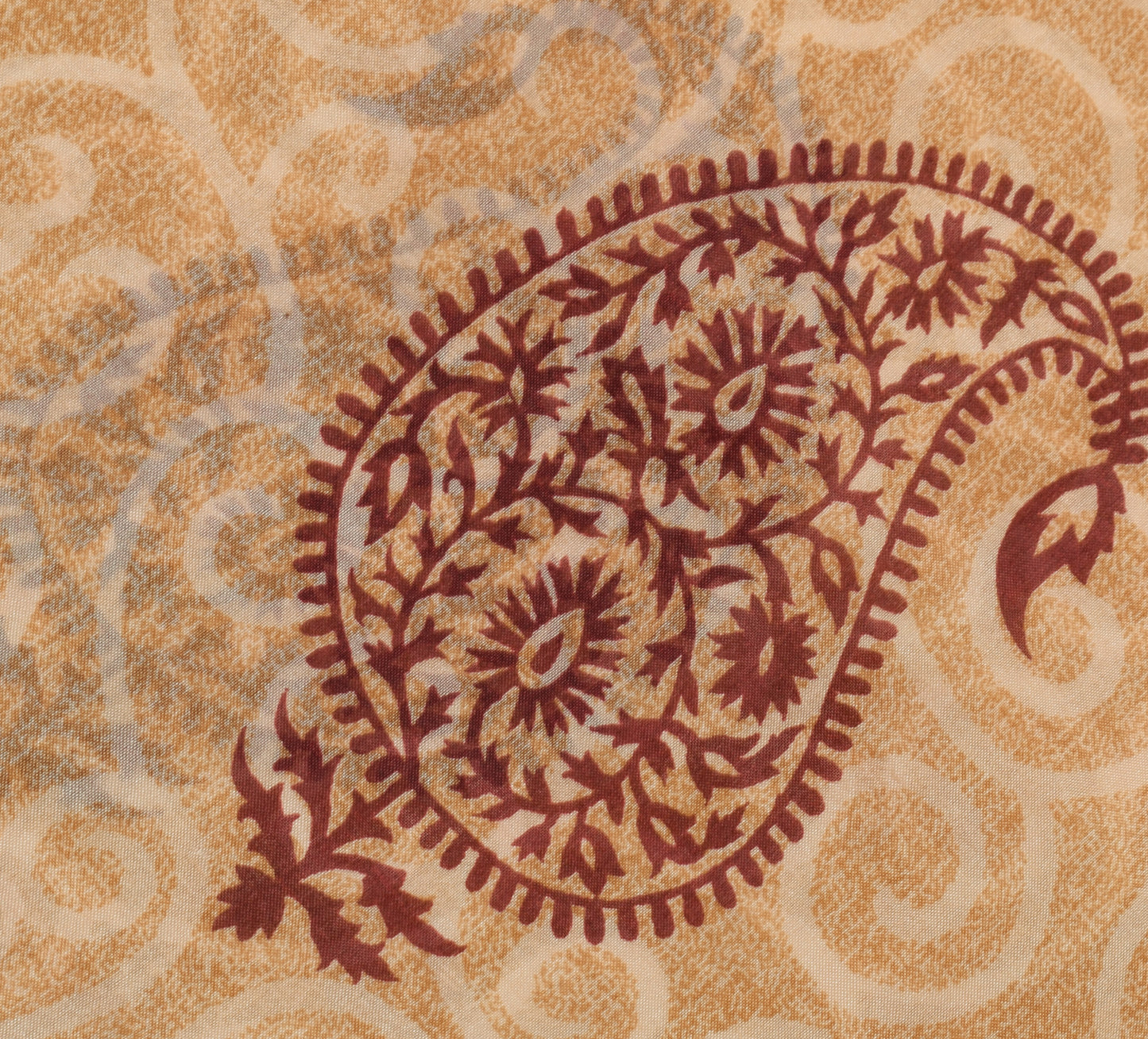Sushila Vintage Indian Saree 100% Pure Silk Printed Paisley Soft Craft Fabric