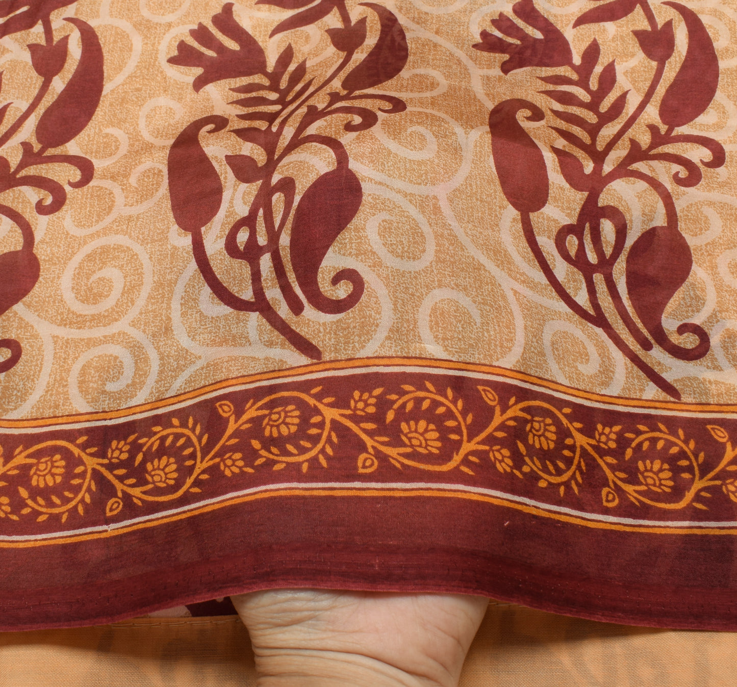 Sushila Vintage Indian Saree 100% Pure Silk Printed Paisley Soft Craft Fabric