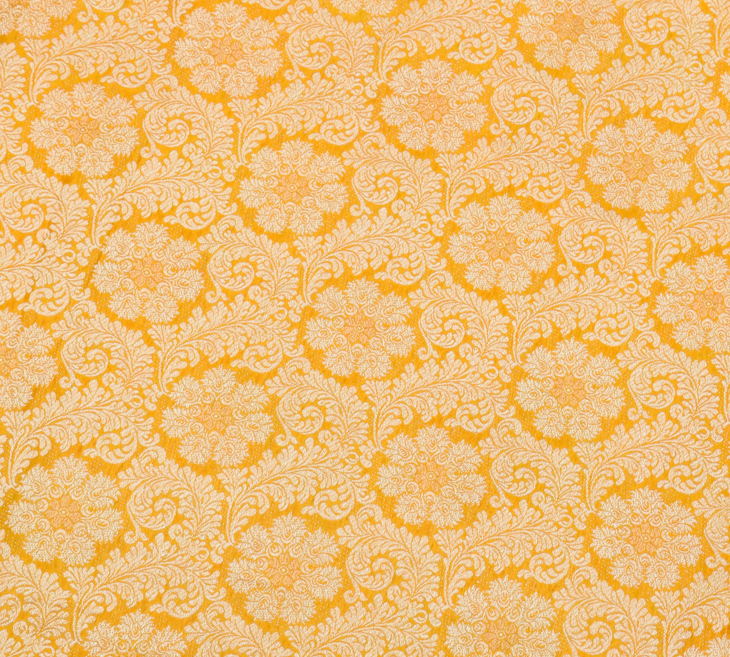Sushila Vintage Yellow Saree 100% Pure Silk Printed Floral Soft Craft Fabric