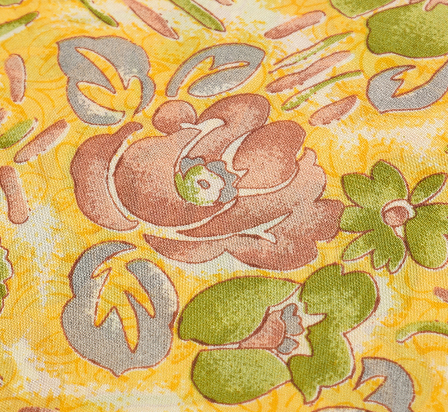Sushila Vintage Yellow Saree 100% Pure Silk Printed Floral Soft Craft Fabric