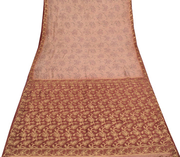 Sushila Vintage Indian Saree 100% Pure Silk Printed Floral Soft Craft Fabric