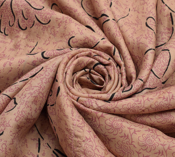 Sushila Vintage Indian Saree 100% Pure Silk Printed Floral Soft Craft Fabric