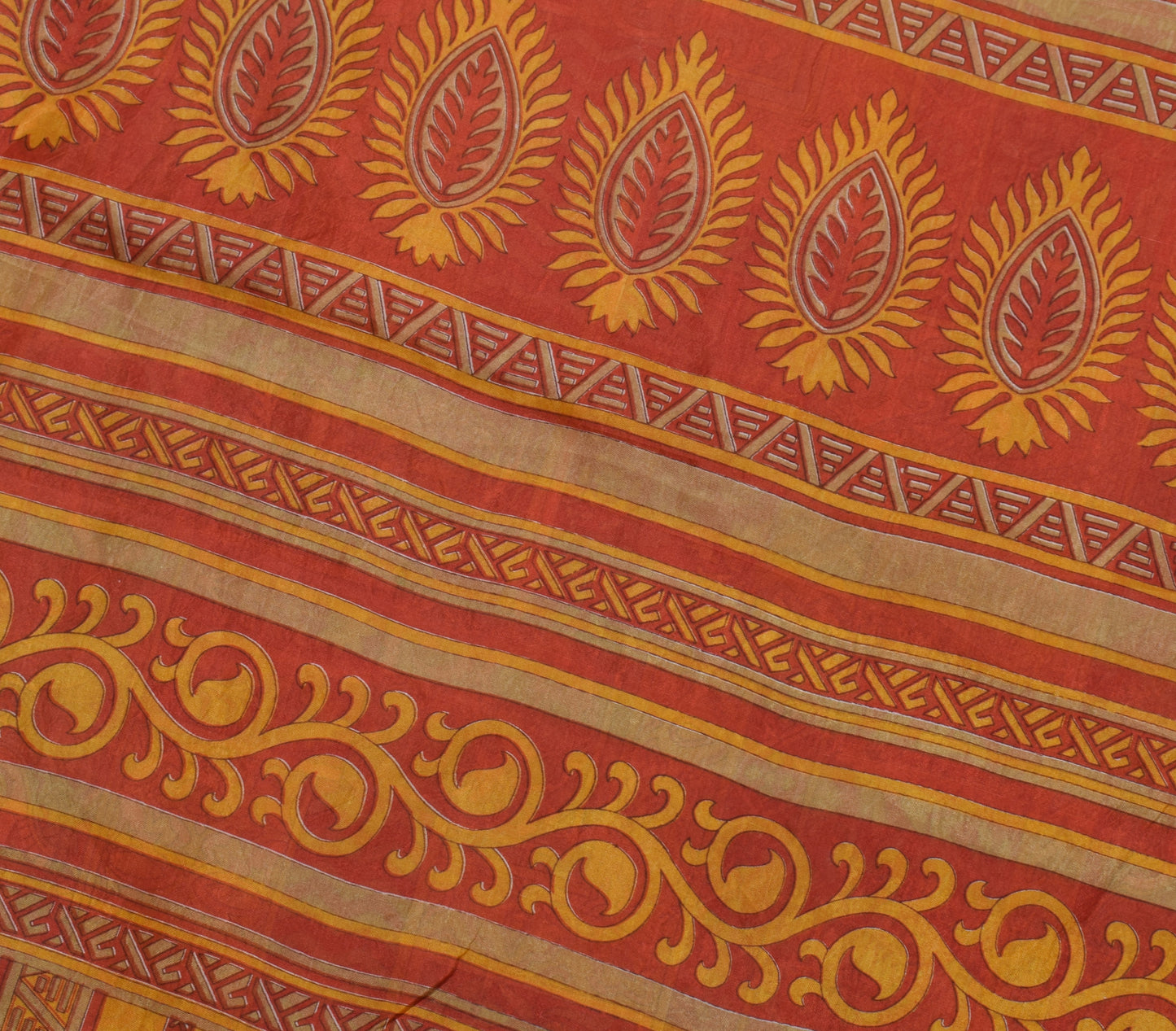 Sushila Vintage Indian Saree 100% Pure Silk Printed Floral Soft Craft Fabric