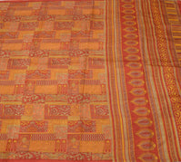 Sushila Vintage Indian Saree 100% Pure Silk Printed Floral Soft Craft Fabric