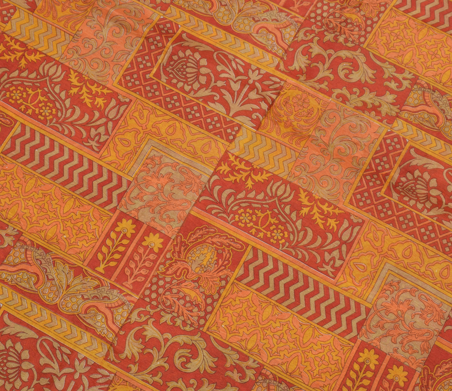 Sushila Vintage Indian Saree 100% Pure Silk Printed Floral Soft Craft Fabric