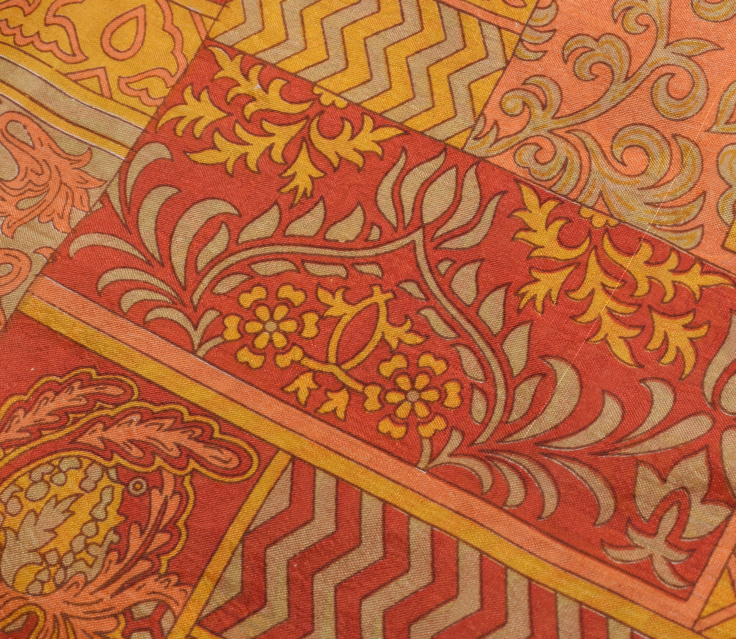 Sushila Vintage Indian Saree 100% Pure Silk Printed Floral Soft Craft Fabric