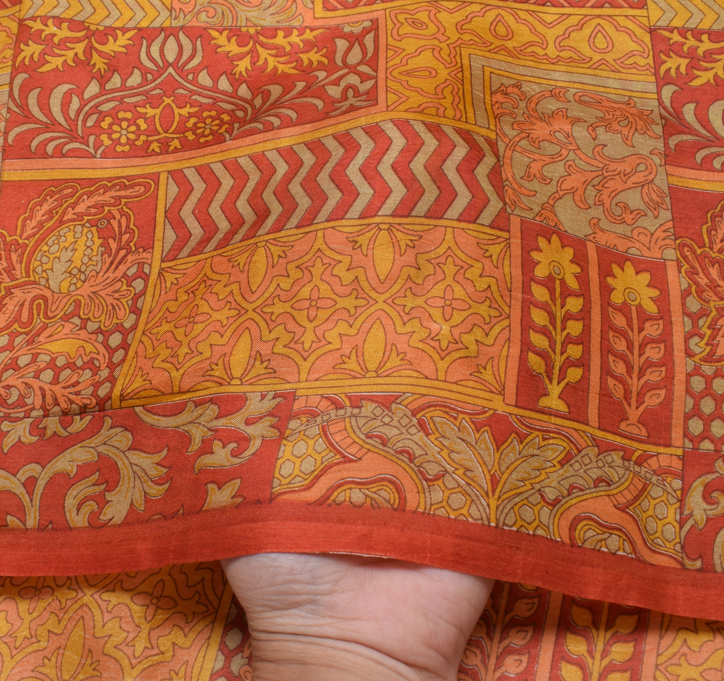 Sushila Vintage Indian Saree 100% Pure Silk Printed Floral Soft Craft Fabric