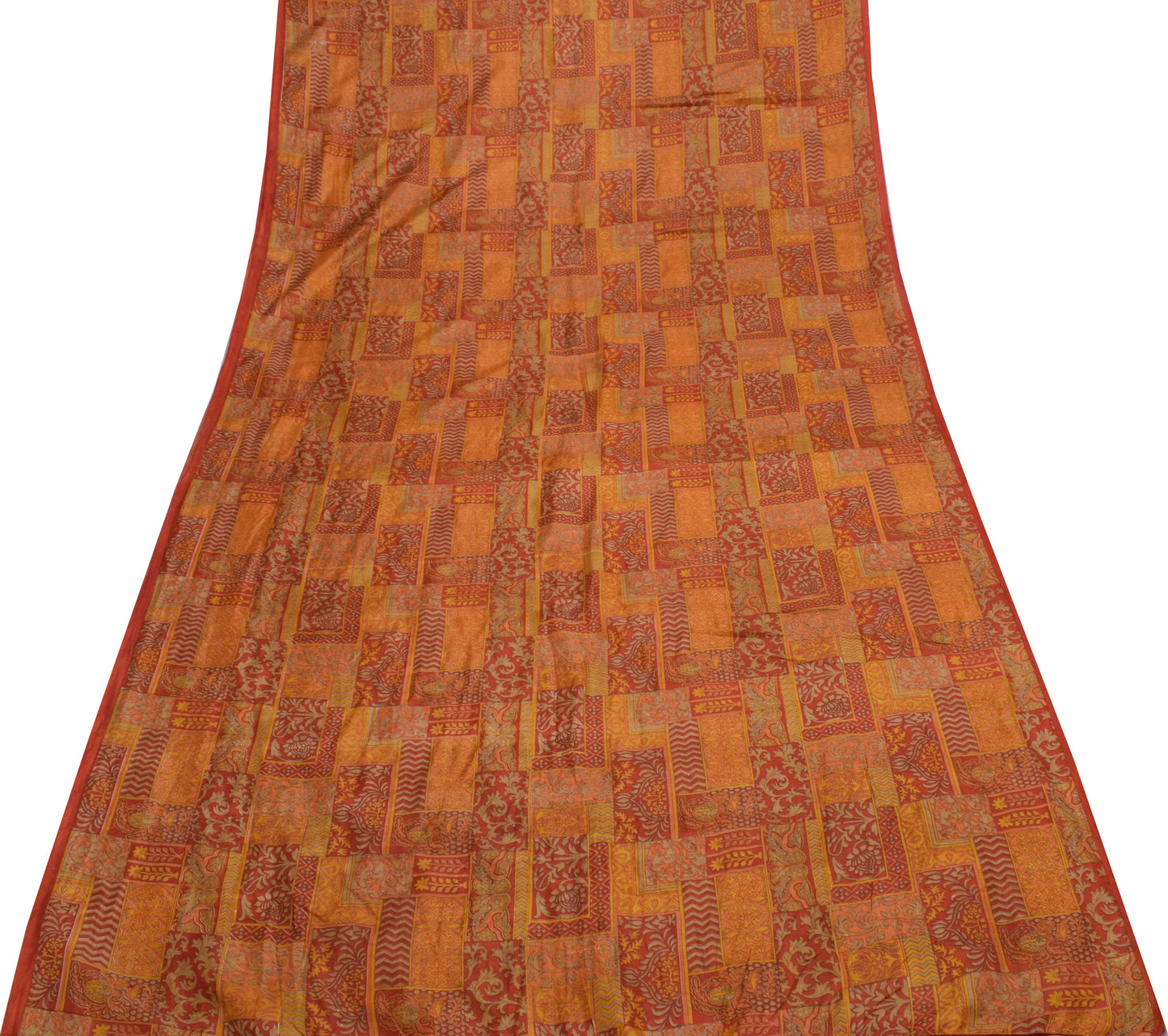 Sushila Vintage Indian Saree 100% Pure Silk Printed Floral Soft Craft Fabric