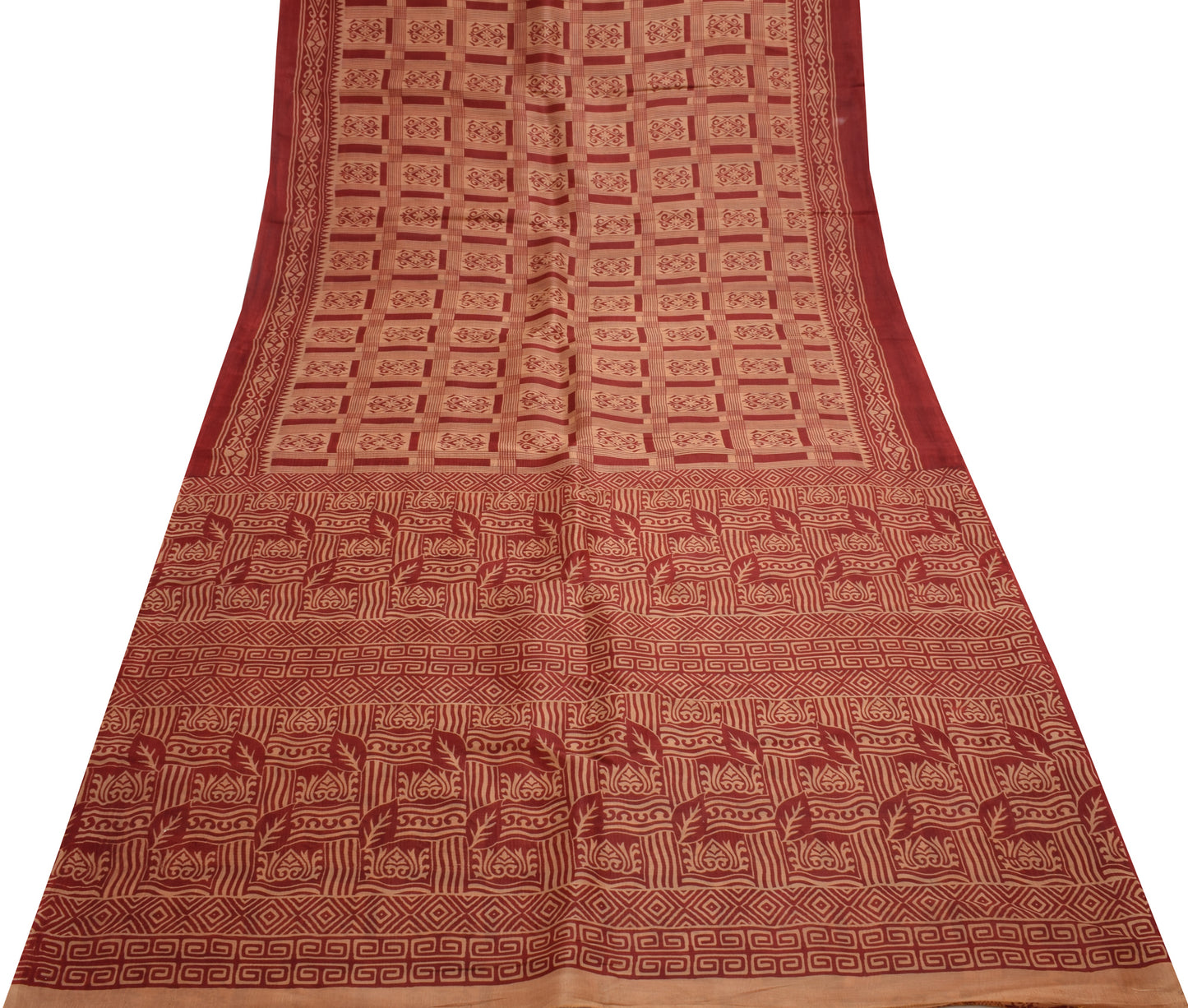Sushila Vintage Indian Saree 100% Pure Silk Printed Floral Soft Craft Fabric