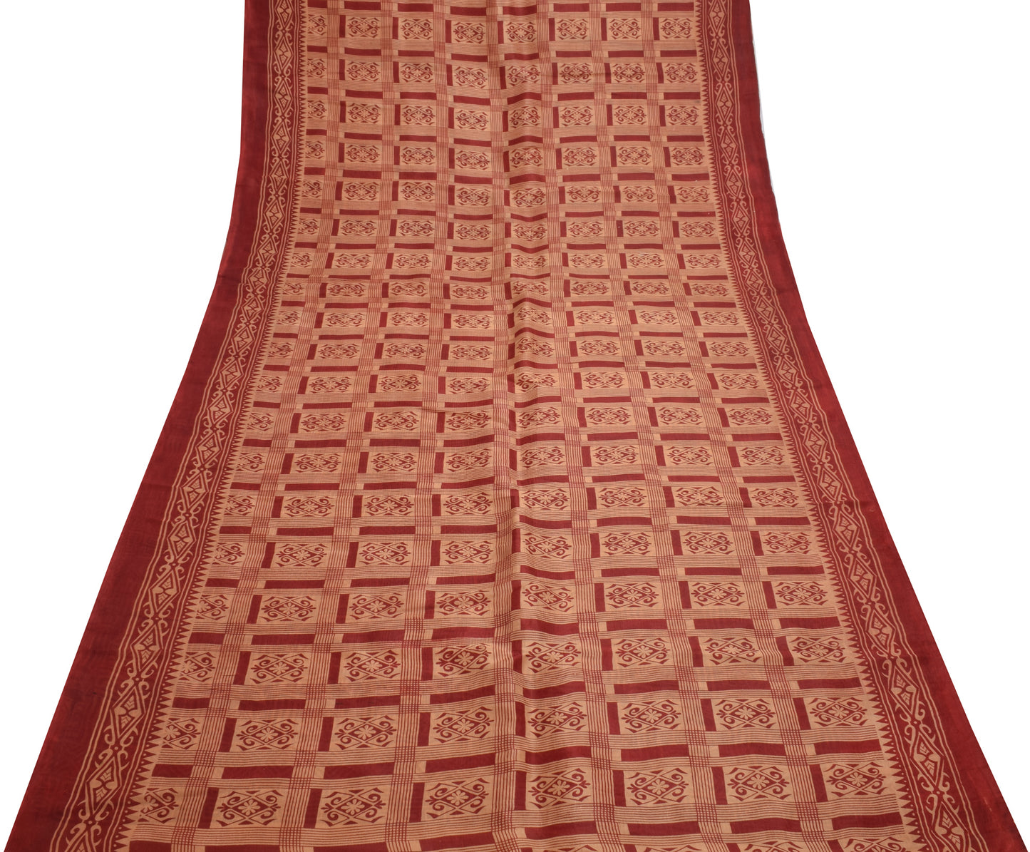 Sushila Vintage Indian Saree 100% Pure Silk Printed Floral Soft Craft Fabric