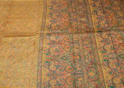 Sushila Vintage Green Saree 100% Pure Silk Printed Paisley Soft Craft Fabric
