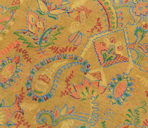 Sushila Vintage Green Saree 100% Pure Silk Printed Paisley Soft Craft Fabric