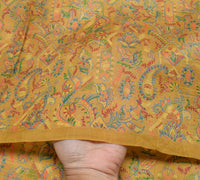 Sushila Vintage Green Saree 100% Pure Silk Printed Paisley Soft Craft Fabric