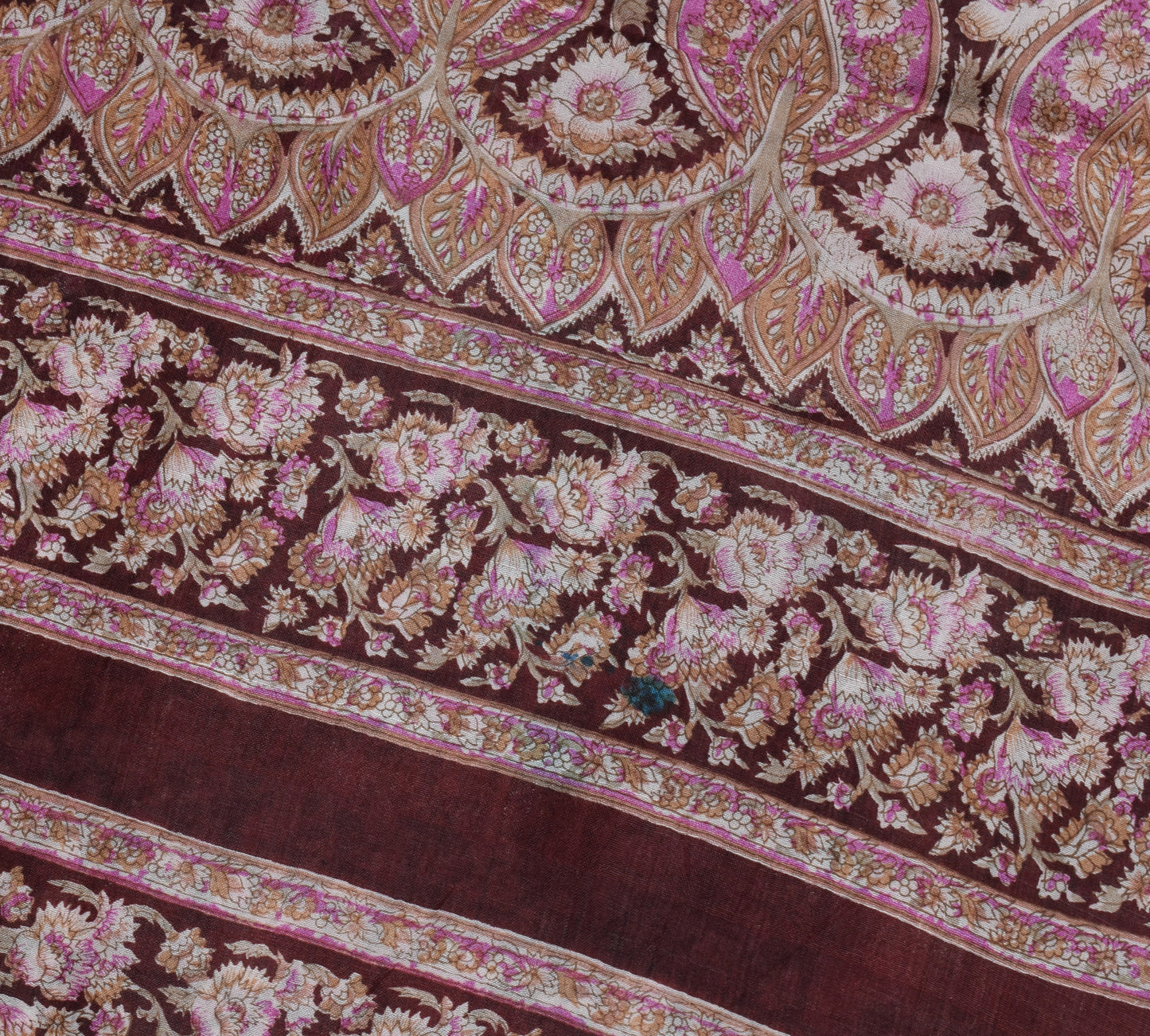 Sushila Vintage Indian Saree 100% Pure Silk Printed Floral Soft Craft Fabric