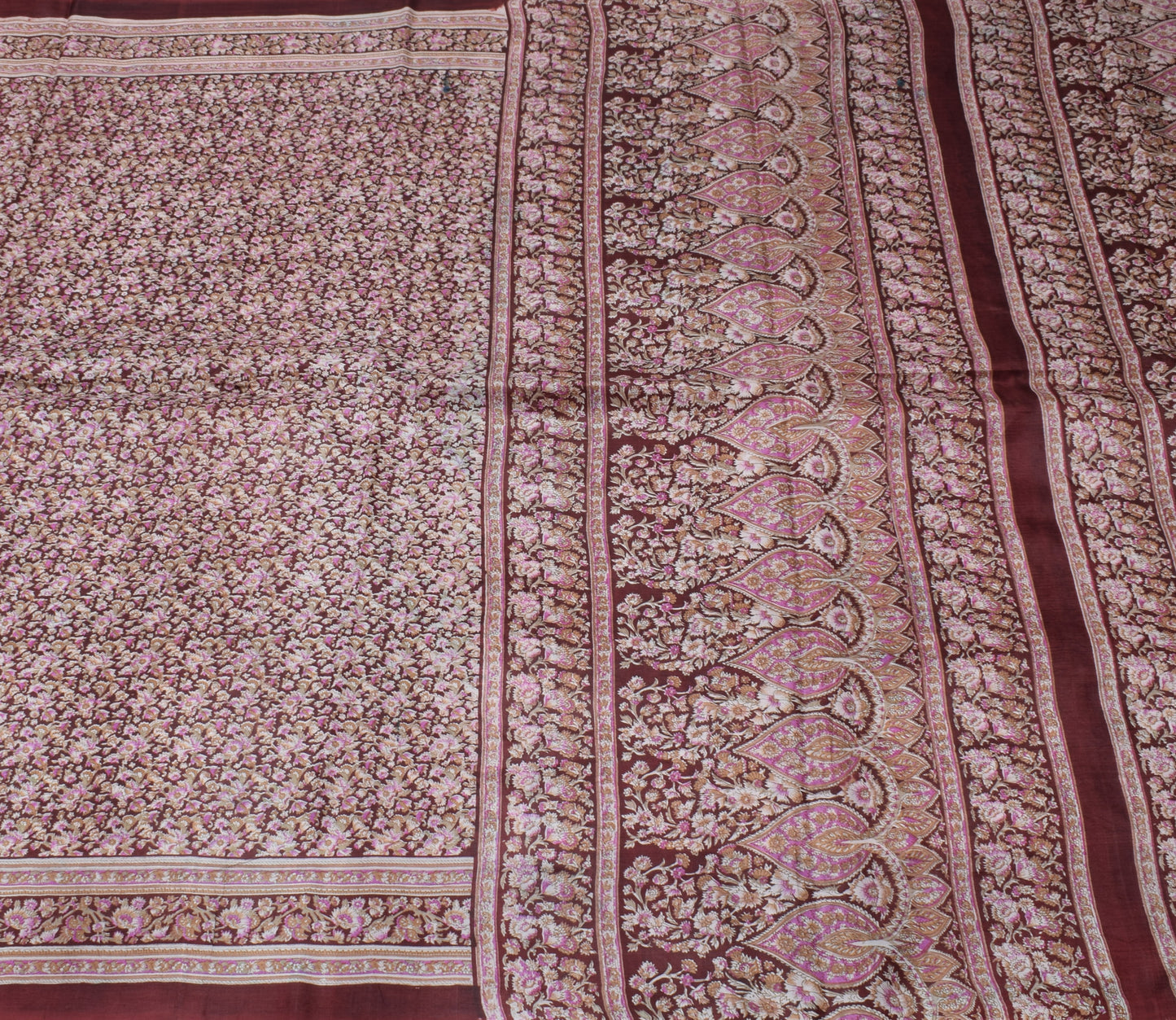Sushila Vintage Indian Saree 100% Pure Silk Printed Floral Soft Craft Fabric