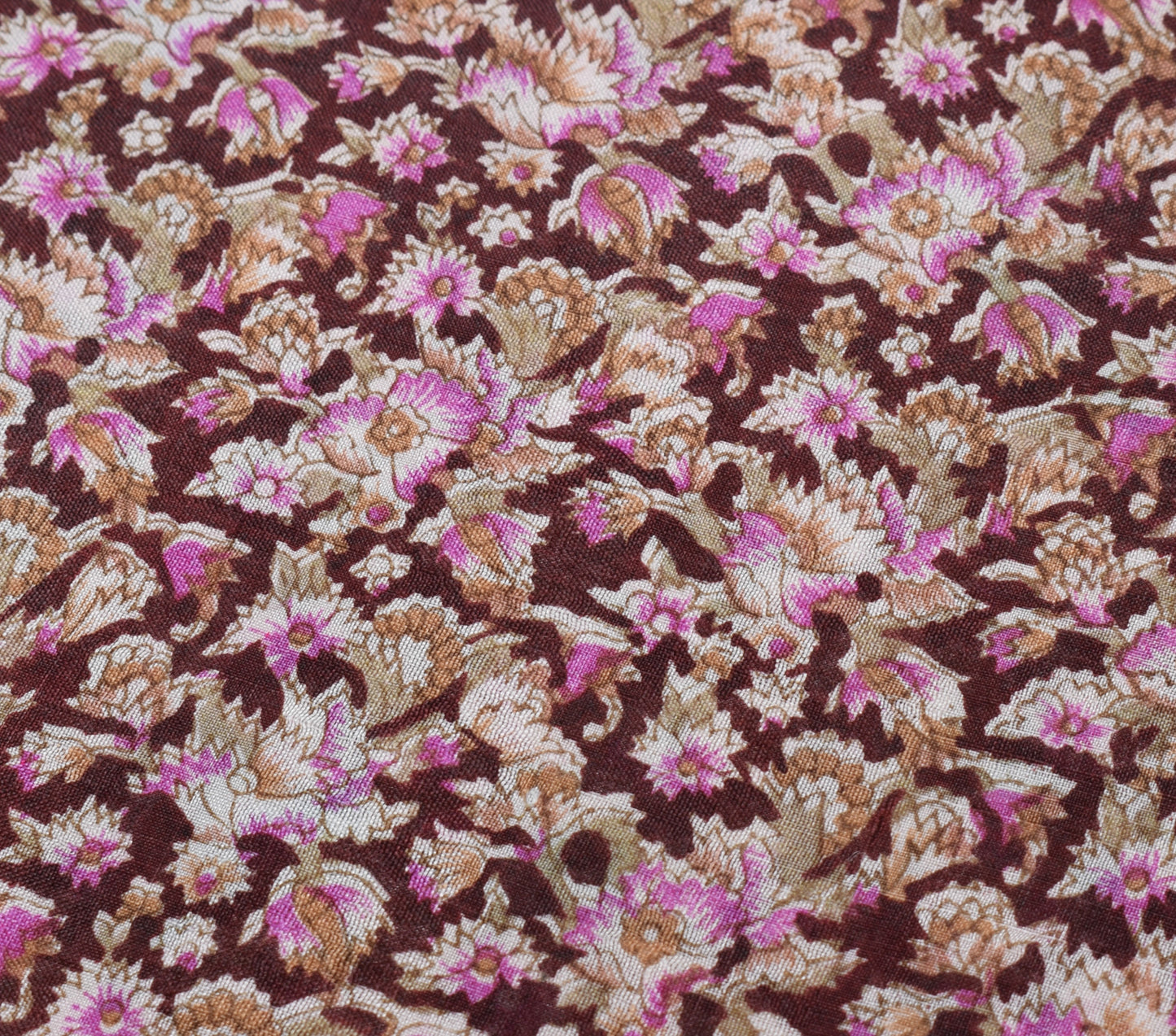 Sushila Vintage Indian Saree 100% Pure Silk Printed Floral Soft Craft Fabric