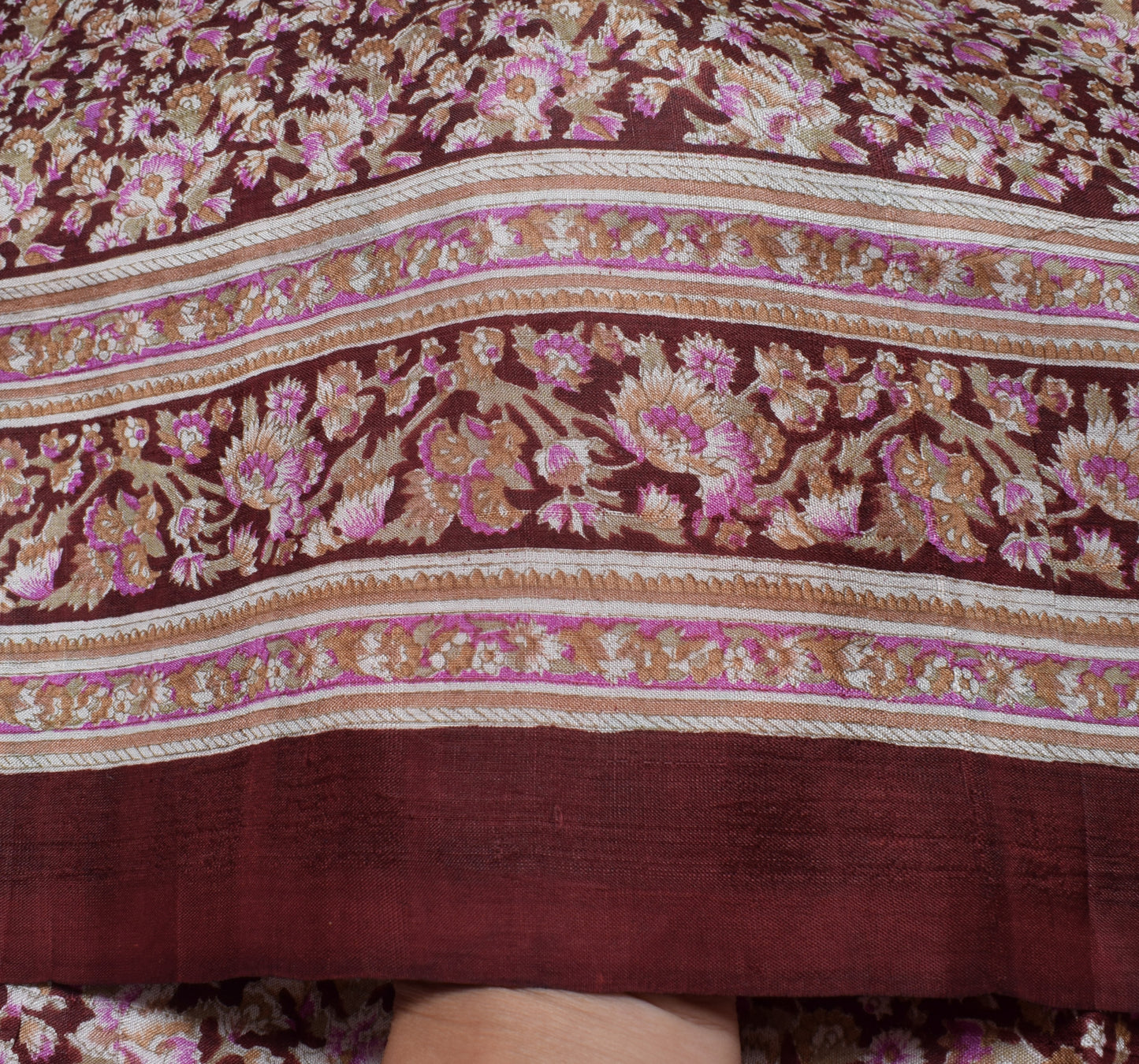 Sushila Vintage Indian Saree 100% Pure Silk Printed Floral Soft Craft Fabric
