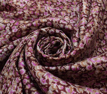 Sushila Vintage Indian Saree 100% Pure Silk Printed Floral Soft Craft Fabric