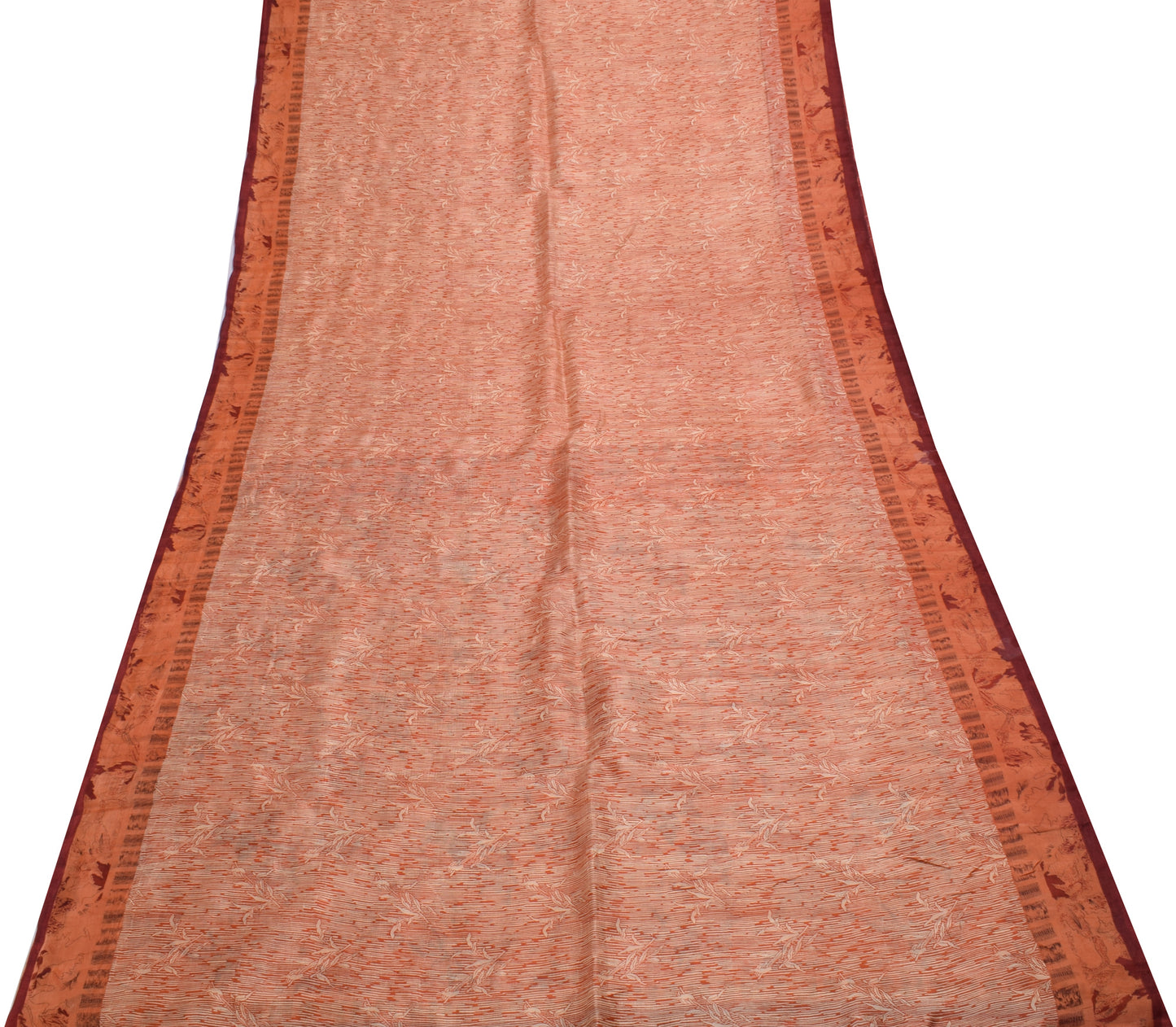 Sushila Vintage Cream Saree 100% Pure Silk Printed Floral Soft Craft Fabric