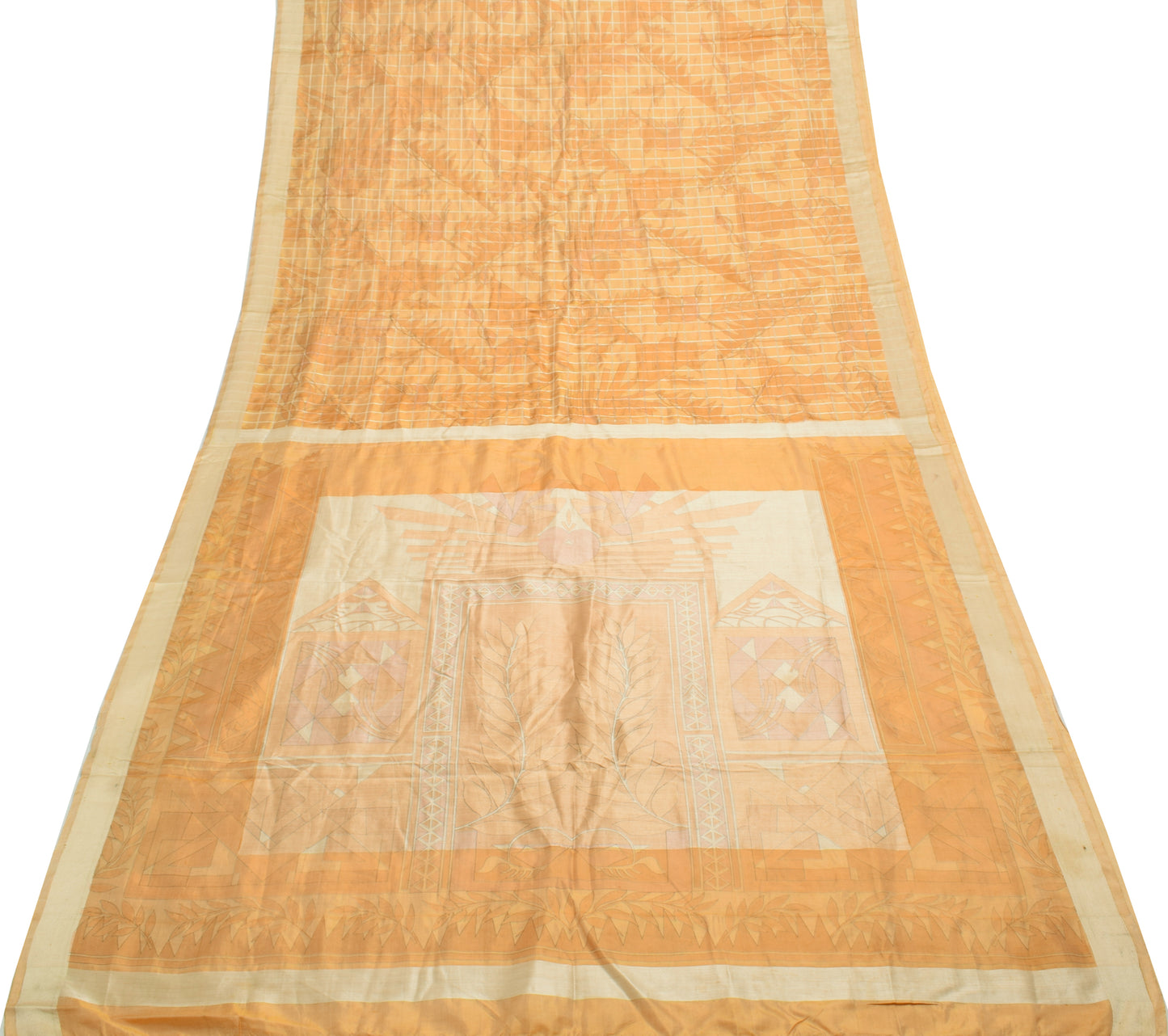 Sushila Vintage Indian Saree 100% Pure Silk Printed Soft Craft 5 Yard Fabric