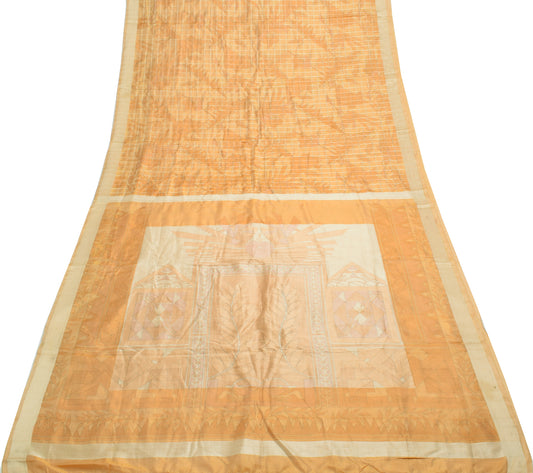 Sushila Vintage Indian Saree 100% Pure Silk Printed Soft Craft 5 Yard Fabric