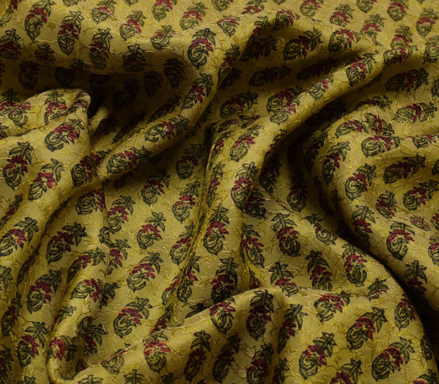 Sushila Vintage Green Saree 100% Pure Silk Printed Floral Soft Craft Fabric