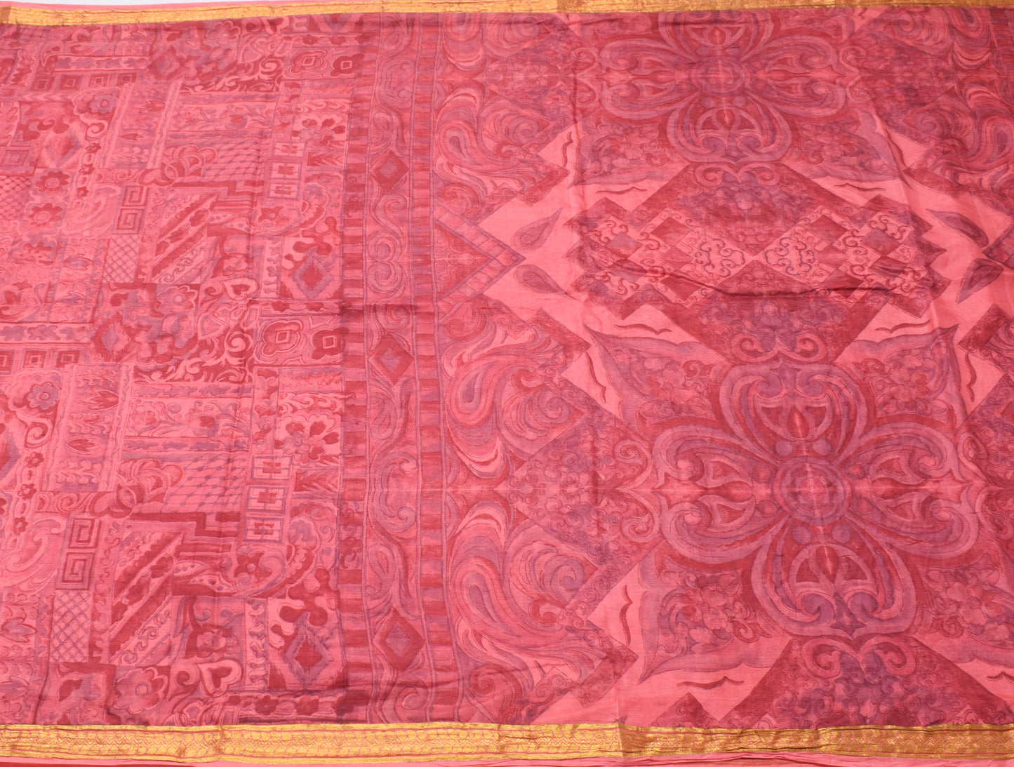 Sushila Vintage Indian Saree 100% Pure Silk Printed Soft Craft 5 Yard Fabric
