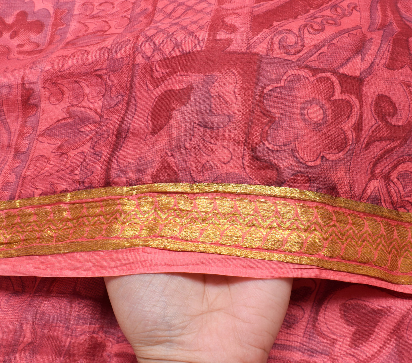 Sushila Vintage Indian Saree 100% Pure Silk Printed Soft Craft 5 Yard Fabric